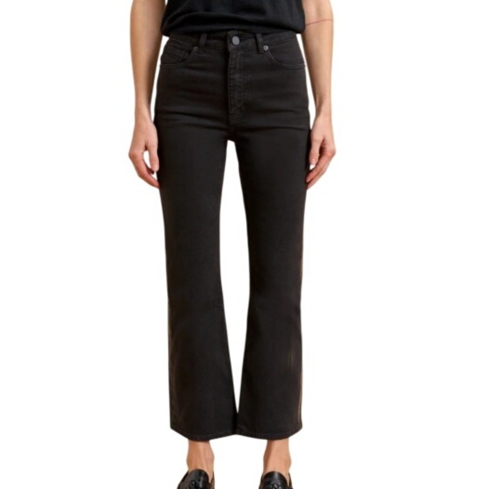 La Ligne Womens 27 Black Meredith High Rise Cropped Flare Jeans